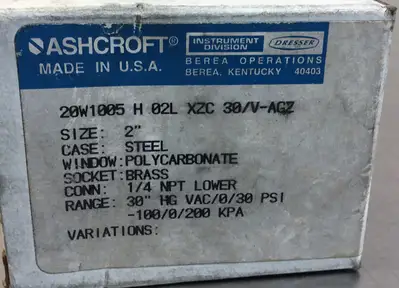 USED Ashcroft Pressure Gauge