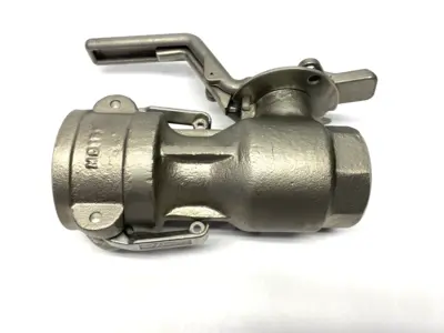 USED PT CAM & GROOVE HOSE COUPLING SIZE 2 SOCKET W/ SHUT-OFF VALVE 1-1/2"