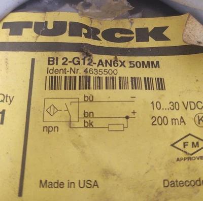 NEW Turck BI 2-G12-AN6X 50MM