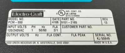USED ELECTRO-CRAFT PCM-550 SERVO DRIVE 9101-2165 iQ550 PCM550