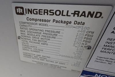 INGERSOLL RAND SSR-EP100 Rotary Screw & Sliding Vane Air Compressors | Elevation Machine (3)