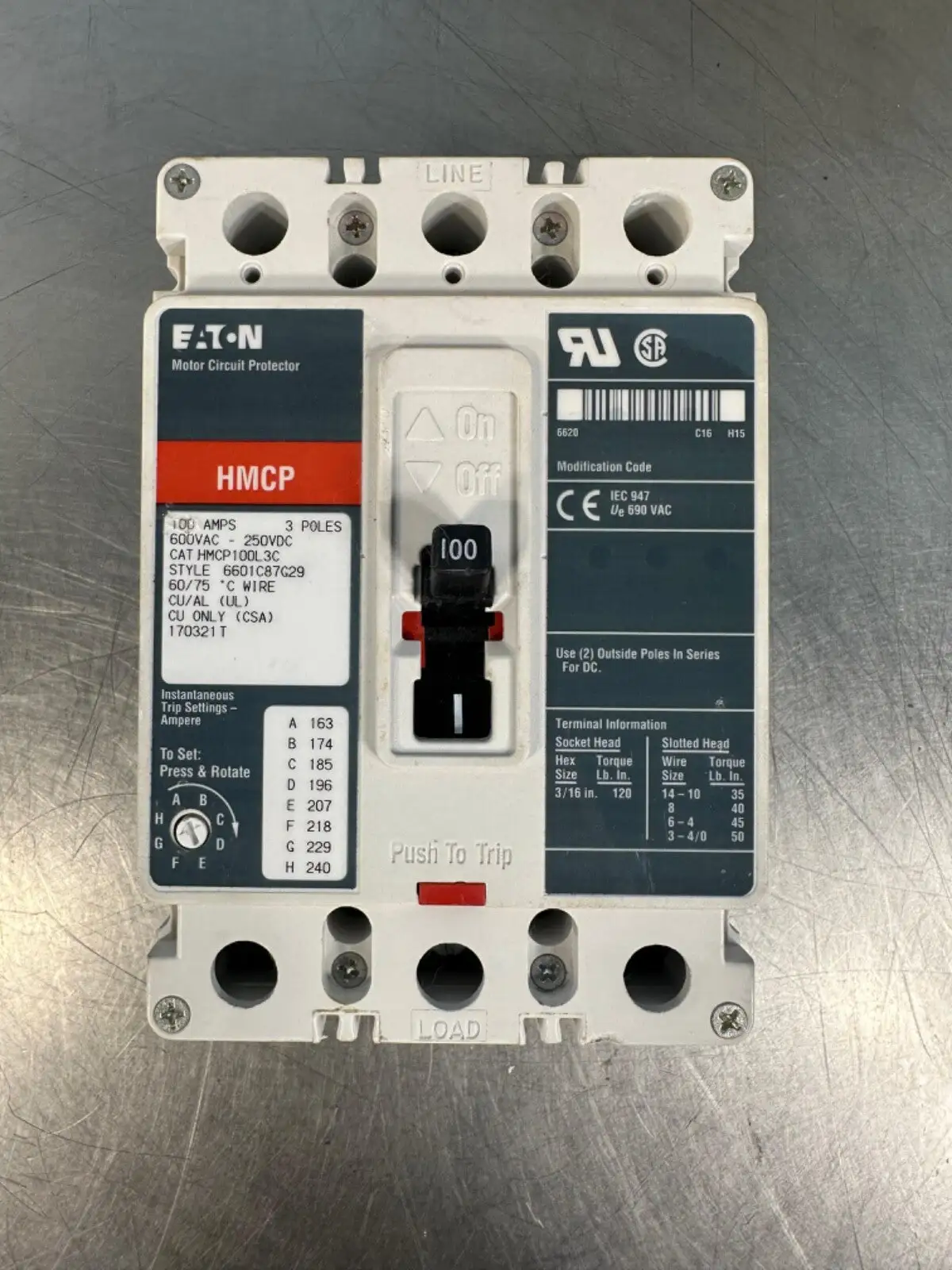 Used Eaton Eaton HMCP-100L3C Circuit Breakers South Carolina US | Palmetto Automation #1319818