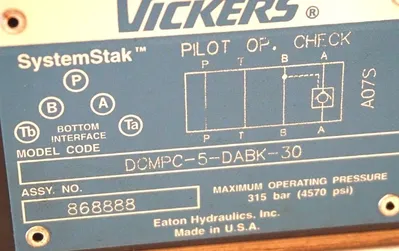 NEW VICKERS DCMPC-5-DABK-30 SYSTEMSTAK CHECK VALVE DCMPC5DABK30