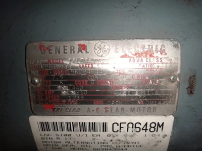 GE 7.5 hp, 1800 rpm motor