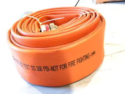 50R450OG | 5" Dia. Orange Industrial Supply Hose, Storz Couplings, 50 FOOT 200PSI - New Other