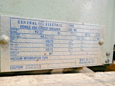 Used GE VB 7.2-500-3 Circuit Breakers Ohio US | Equipment Recovery Corp. #1331715