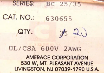 NEW BOX OF 20EA BUCHANAN BC25/25 TERMINAL BLOCKS BC2525 630655