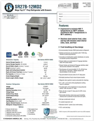 NEW HOSHIZAKI SR27B-12MD2