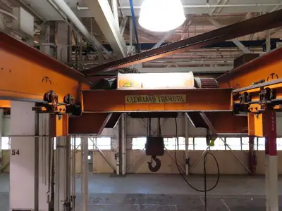 Cleveland Tramrail P&H 11 Ton Double Girder Underhung Bridge Crane 34' 10" Span
