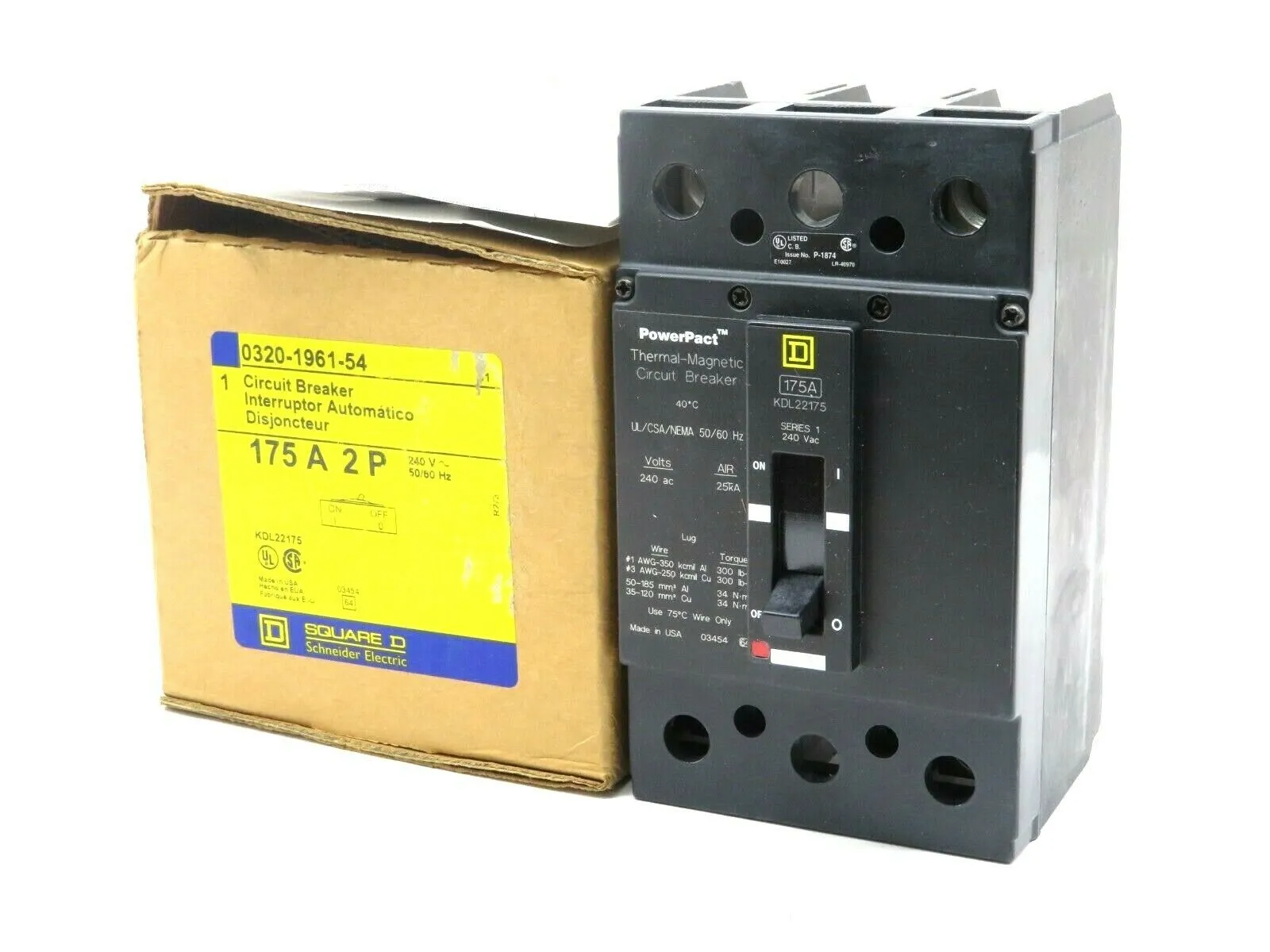 NEW SQUARE D KDL22175 CIRCUIT BREAKER 175A2P, 175A, SERIES 1