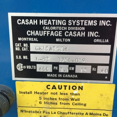 Caloritech 15kW Forced Air Heater