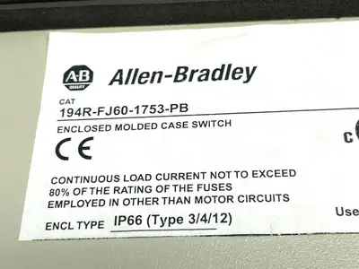 194R-FJ60-1753-PB | Allen Bradley  Ser. B Enclosed Fused Disconnect Switch - Used