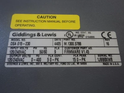 Used GIDDINGS & LEWIS _UNKNOWN_ Servo Drives Texas US | OCO Industrial #1601918