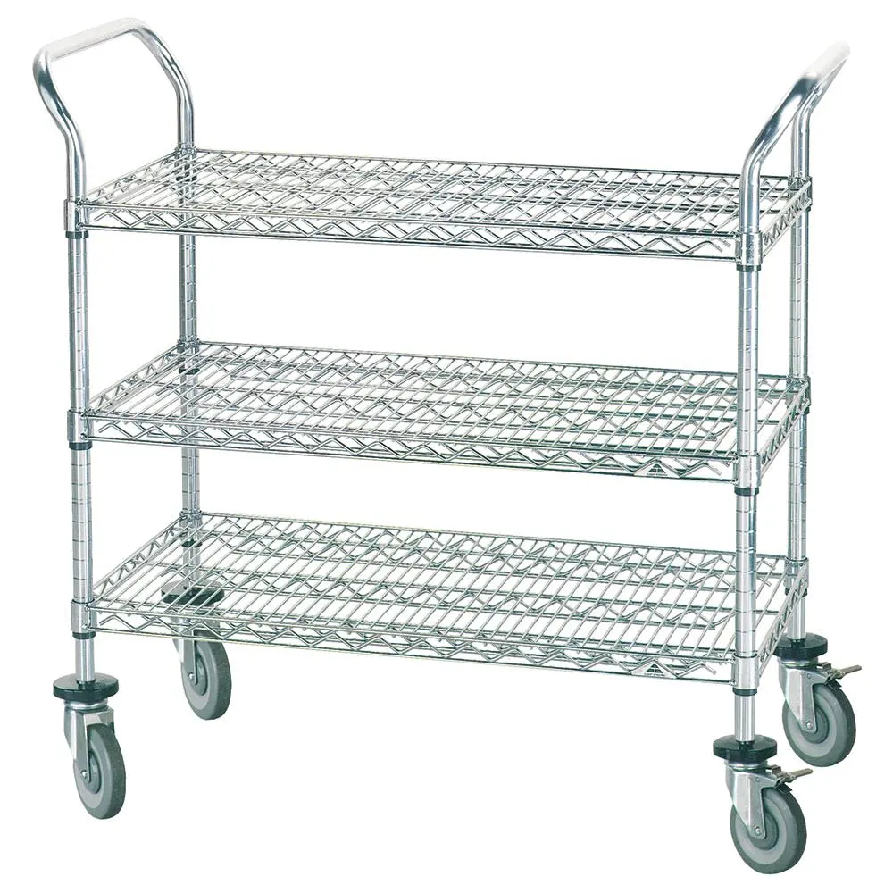 Advance Tabco WUC-2436P 3 Level Chrome Plated Utility Cart w/ 800 lb Capacity, Flat Ledges