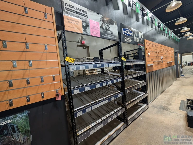 Used _UNKNOWN_ ADJUSTABLE SHELVING UNIT 51 IN X 30 IN X 7 FT DESIGNED FOR OIL LUBRICANTS Racks/Shelving Illinois US | Heath Industrial Auction Services #1546832