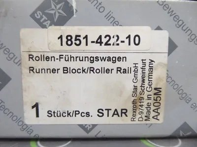 Rexroth Star 1851-422-10 Runner Block/Roller Rail New NIB
