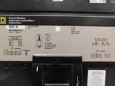 Used Square D MHL366001212 Circuit Breakers Ohio US | Equipment Recovery Corp. #1331111