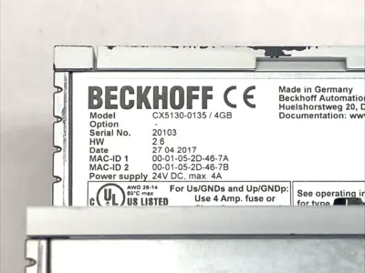 Used Beckhoff CPU Module 24VDC 4A 4GB PLC Processors Michigan US | Maverick Industrial Sales #1394921