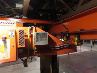 Cleveland Tramrail P&H 15 Ton Double Girder Bridge Crane 34' 10" Span w/Remote