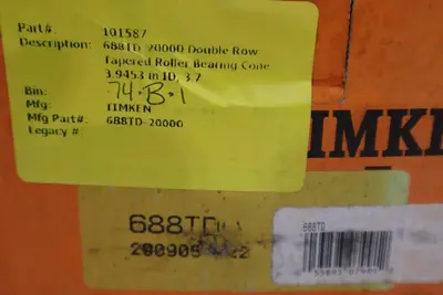 TIMKEN 688TD TAPERED ROLLER BEARING DOUBLE ROW CONE 4-8 OD - NEW - STOCK 2922CC