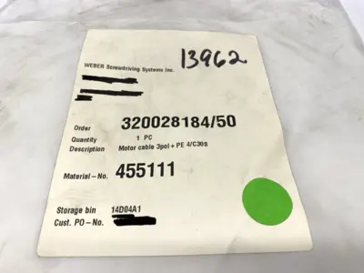 USED WEBER SCREWDRIVING SYSTEMS MOTOR CABLE 4-PIN MALE CONNECTOR