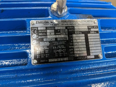 Elektrim 1200 RPM Premium Efficient Motor 20NFM-3-5-12 (STK)