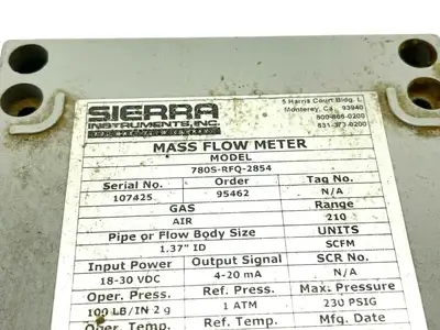 780S-RFQ-2854 | Sierra Instruments  Mass Flow Meter - For parts or not working