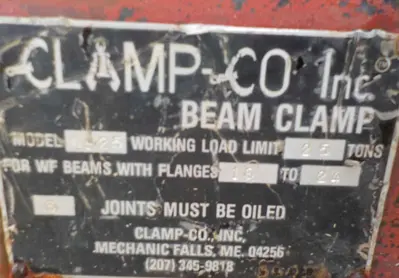 25 TON (50,000 LBS) CLAMP-CO MODEL #NS25 BEAM LIFTING CLAMP: YOBRO #24844