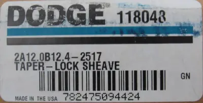 NEW DODGE 118048 TAPER-LOCK SHEAVE 2A12.0B12.4-2517