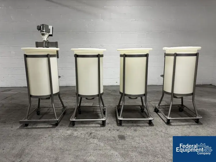 Used N/A (3) 200L Portable Plastic Mix Tanks with Mixer Stainless Steel Tanks Ohio US | Federal Equipment Company #194003