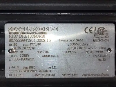 New | in-Stock SEW-EURODRIVE R137DRE180M4/RI Motors (misc) British Columbia CA | Lenmark #246626
