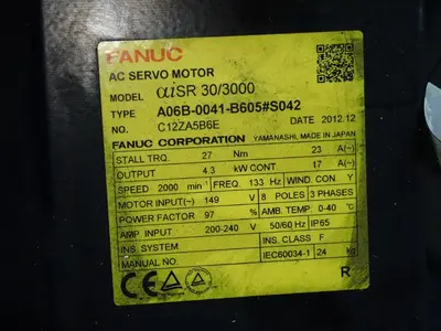 Used 2012 FANUC A06B0041B605#S042 Servo Motors | HGR 24 #730851