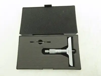 Mitutoyo 128-106 Depth Gage Micrometer 0-1" Range .001"Grad 4" Base