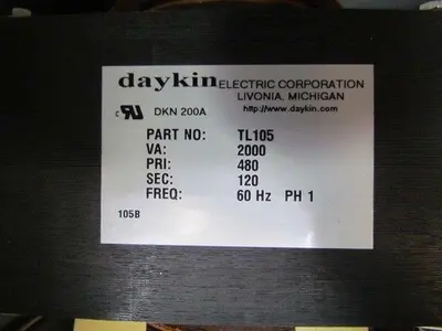 Daykin GPFS-01 G Enclosed Transformer Disconnect 2000VA 480V Pri 120V Sec 1PH