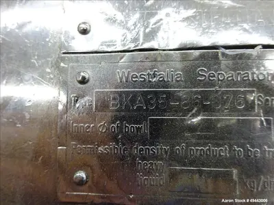 Used WESTFALIA BKA35-86-076 Disc Batch Centrifuges Illinois US | Aaron Equipment #84674