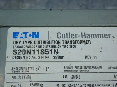Used EATON S20N11S51N Distribution Transformers Ohio US | HGR 24 #895723