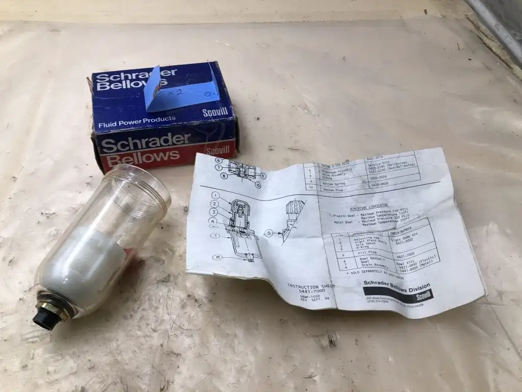 Schrader Bellows Air Line Lubricator 150PSIG 125°F -NIB