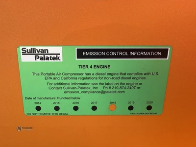 Used 2019 SULLIVAN PALATEK D1600PHCU4 Air Compressors, Portable Tennessee US | Moore Equipment #1517332