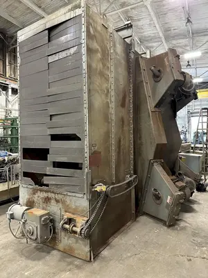 48" X 96" X 8 WHEEL PANGBORN MODEL #ES-1838-22 ROLLER CONVEYOR PASS-THRU BLAST SYSTEM, NEW 2007: STOCK #21212