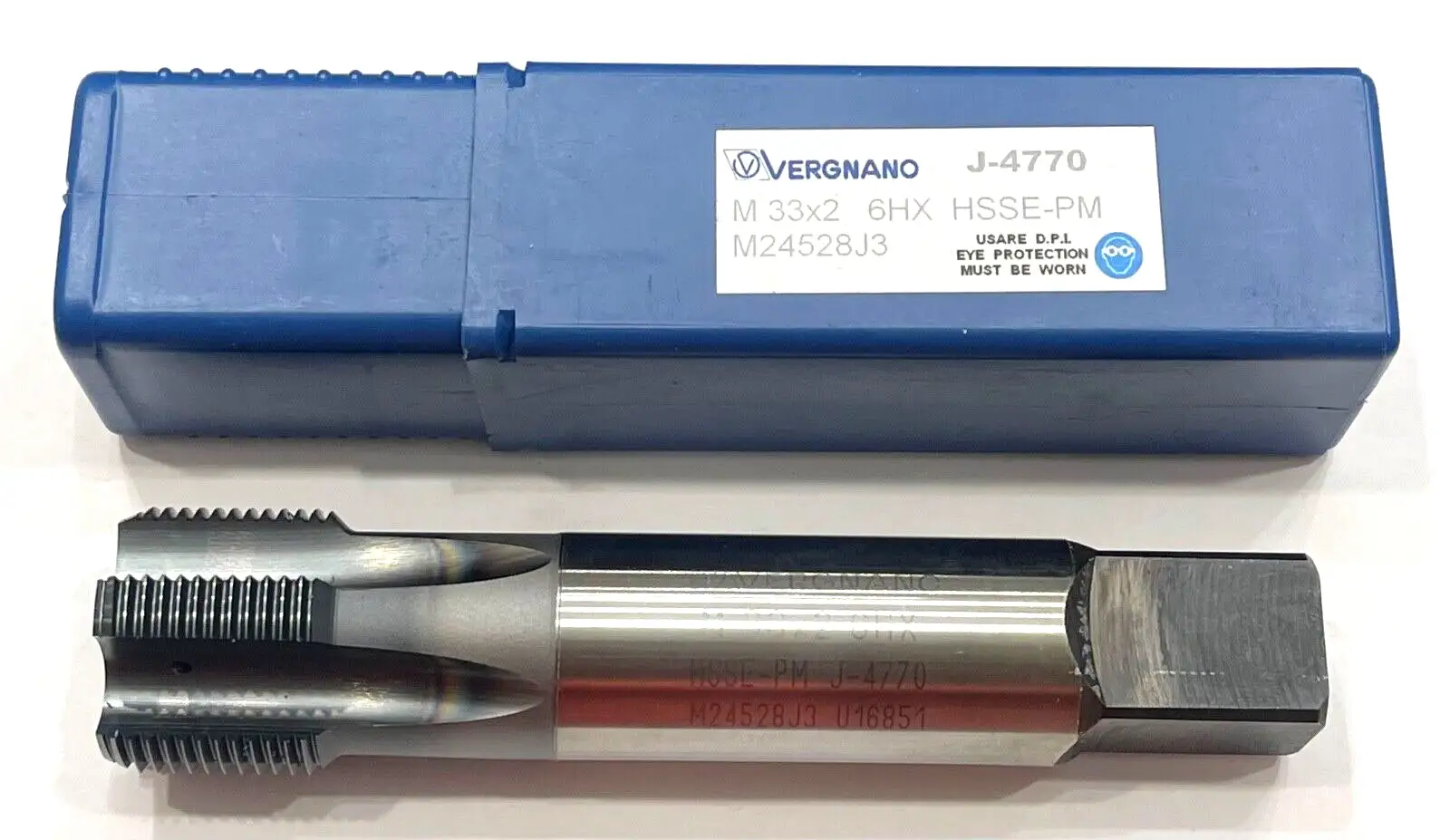 Vergnano M33 x 2mm HSSE-PM Straight Flute Tap 6HX TiCN Coating 5 Flute
