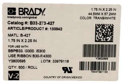 NEW BRADY CORPORATION 133842
