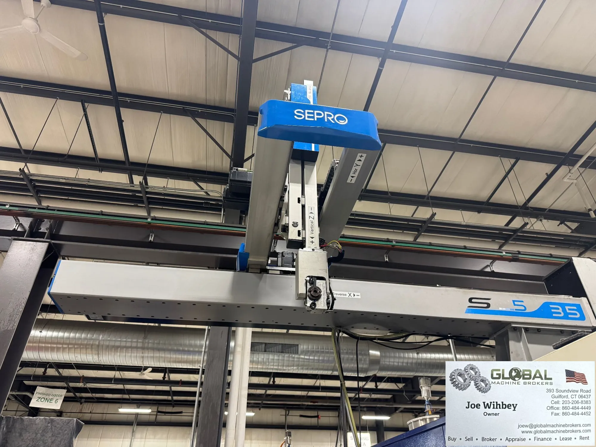 Sepro SR S5-35 S3 Plastics 3 Axis Industrial Robot For Parts Automation