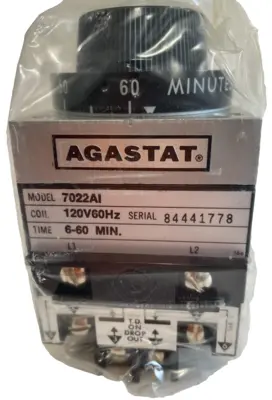 NEW AGASTAT 7022AI TIMING RELAY 120V 60HZ 6-60 MIN.