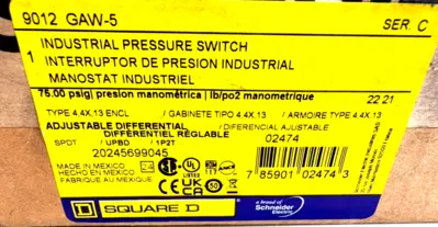 NEW SQUARE D 9012-GAW-5 PRESSURE SWITCH SER. C 9012GAW5