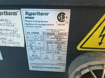 Used HYPERTHERM HPR260XD Plasma Cutters Ohio US | HGR 24 #1405124