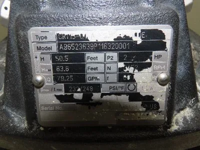 Grundfos CRI15-01 A-FGJ-I-E-HQQE Vertical Centrifugal Pump 79 GPM 2Hp 460V 2"
