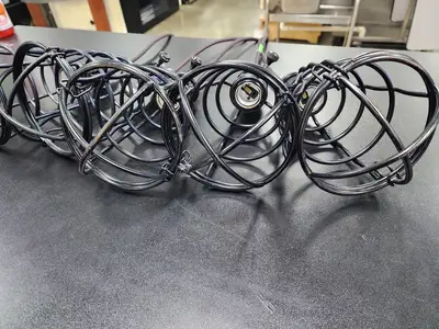 Used FalconRestaurantSupply Used Vintage Adjustable Pendant Lamp Fixture Black Cage (5) Restaurant Front of House Furnishings Illinois US | Falcon Restaurant Supply #1376756