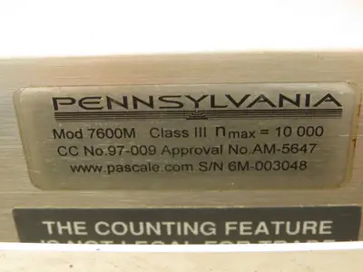Pennsylvania Scale Company 7600 Scale Count & Weigh Indicator