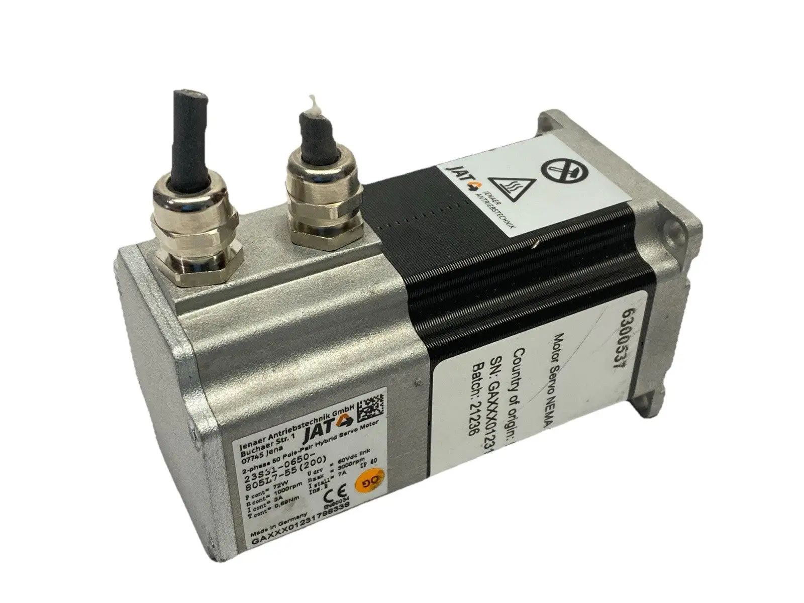 USED JENAER ANTRIEBSTECHNIK SERVO MOTOR 2-PHASE 3000RPM 72W