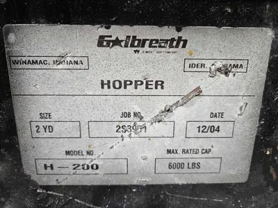 2 CU YARD GOLBREATH MODEL #H200 SELF DUMPING HOPPER: STOCK #20298